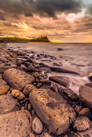 Rocky shoreline from Dorset's Jurassic Coastの写真素材