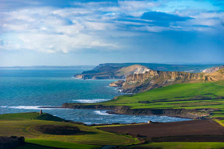 Swyre Head is the highest point in the Purbeck Hills and the 360 degree views are breathtaking - absolutely worth the 682ft climbの写真素材