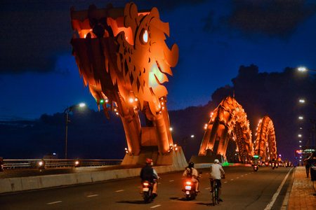 Dragon bridge, Da Nang, Vietnamの写真素材