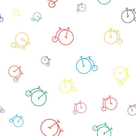 Seamless pattern with old vintage bikes. Vector illustrationのイラスト素材