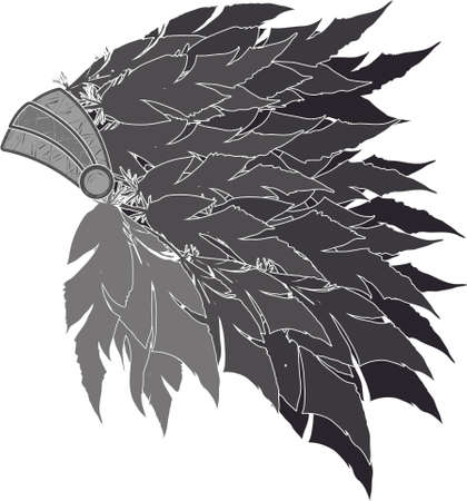 Indian feathers headdress or war bonnet. Vector illustrationのイラスト素材