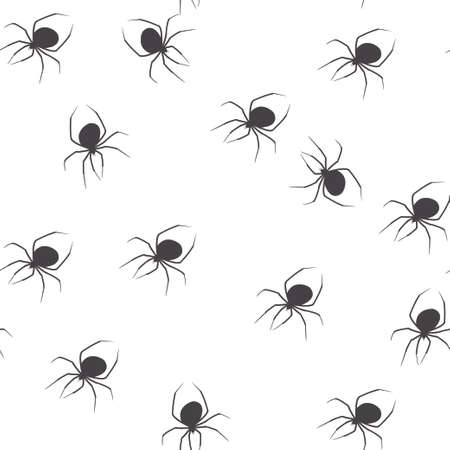 Seamless pattern with black spiders on a white backgroundのイラスト素材