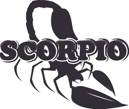 Silhouette of scorpion with text as emblem, sign or logoのイラスト素材