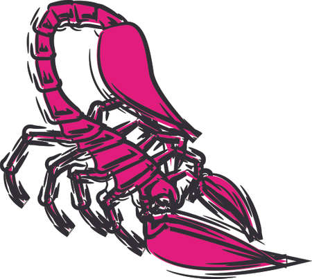 Scorpion in fighting pose on white backgroundのイラスト素材