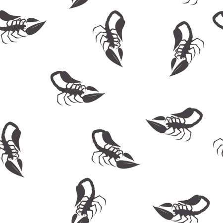 Seamless pattern with black scorpions in fighting pose on a white backgroundのイラスト素材