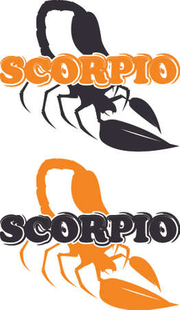 Silhouette of scorpion with text as emblem, sign or logoのイラスト素材