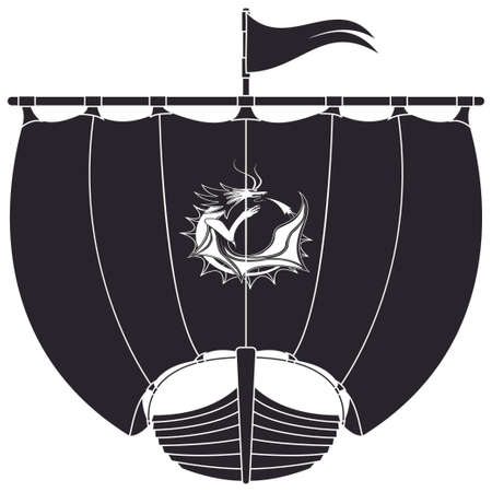 Drakkar icon. Ancientwooden ship of Vikingsのイラスト素材