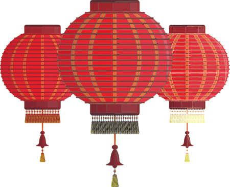 Traditional Chinese Lanterns as symbol of New Year. Vector illustrationのイラスト素材