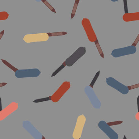 Seamless pattern with color pocket knifesのイラスト素材