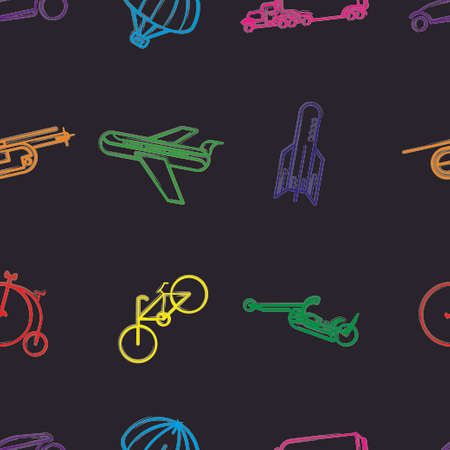Seamless pattern with transport iconsのイラスト素材