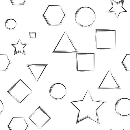 Simple geometrical figures on white background. Seamless pattern for textile or wallpaperのイラスト素材