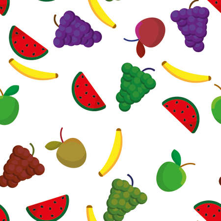 Fruits on white background. Seamless pattern for textile or wallpaperのイラスト素材