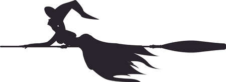 Silhouette of the flying witch. Vector illustration for halloween designのイラスト素材