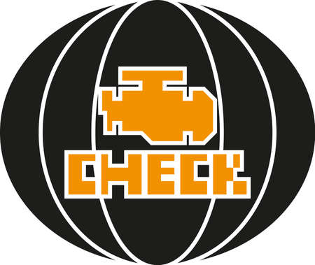 Check engine Sign on a halloween pumpkin backgroundのイラスト素材