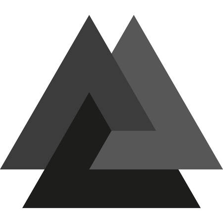 Optical illusion object. Valknut or Knot of the dead. Magic symbol, an interlacing of three trianglesのイラスト素材