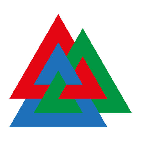 Optical illusion object. Valknut or Knot of the dead. Magic symbol, an interlacing of three trianglesのイラスト素材