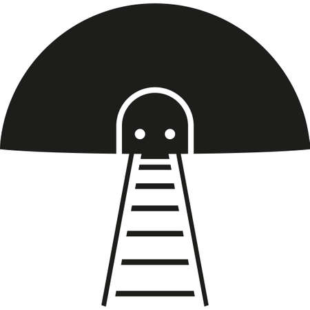 Round icon. Flat style illustration. Train in the tunnelのイラスト素材