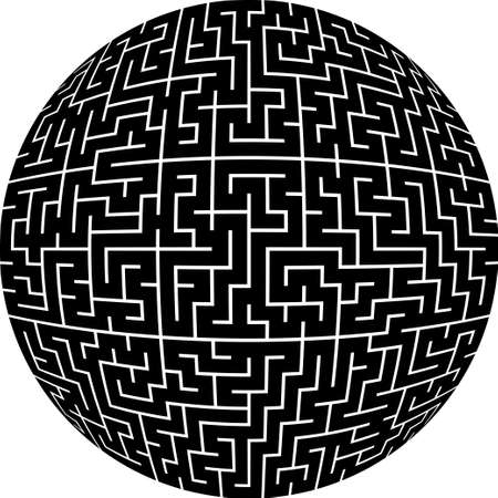 Monochrome Maze Ball. Vector illustrationのイラスト素材