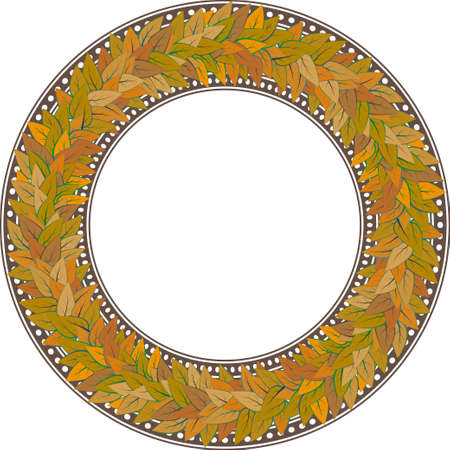 Round frame with golden leaves. Vector illustration for card, invitations or congratulations with space for your textのイラスト素材