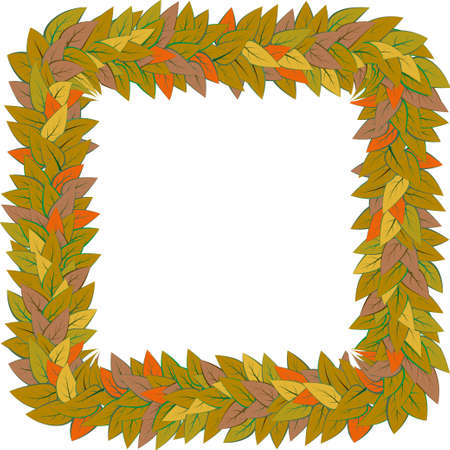 Square frame with golden leaves. Vector illustration for card, invitations or congratulations with space for your textのイラスト素材