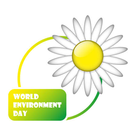 Earth Day floral concept. Camomile flower for save earth banner, ecology and nature protection themes design. Vector illustration EPS10のイラスト素材