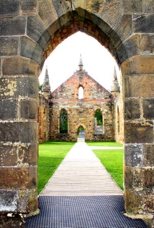 Convict built church - Port Arthur TASの写真素材