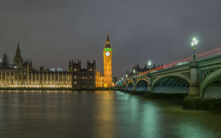 Night view of Big Ben, Westministerの写真素材