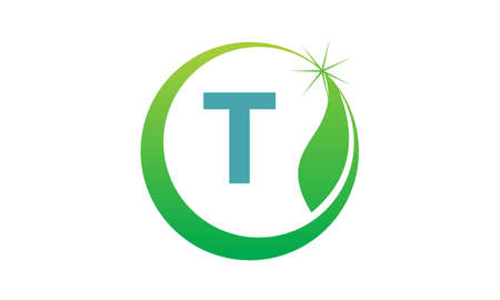 Swoosh Leaf Letter Tのイラスト素材