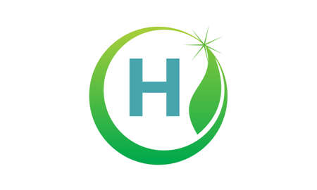 Swoosh Leaf Letter Hのイラスト素材