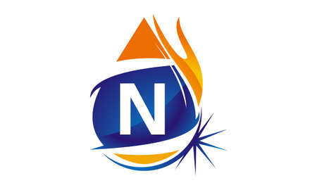 Water Fire Flame Gas Oil Initial Nのイラスト素材