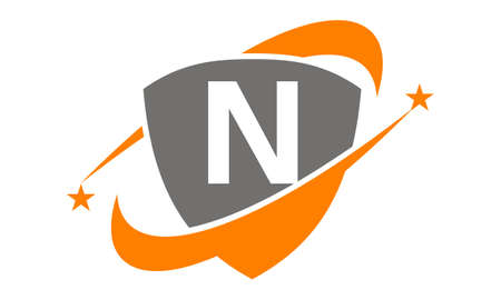 Shield Star Swoosh Initial Nのイラスト素材