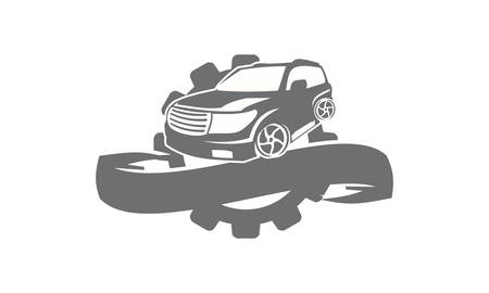 Car gear Ribbon Logoのイラスト素材