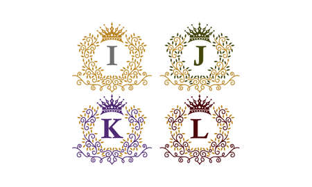 Leaves Crown Initial I J K Lのイラスト素材
