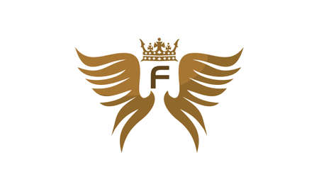 Wing shield crown initial F on white background, vector illustration.のイラスト素材