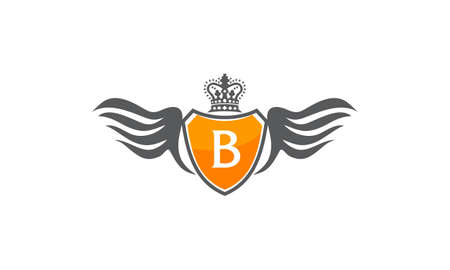 Wing Shield with Crown and letter B design.のイラスト素材