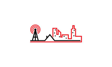Internet signal cityscapeのイラスト素材