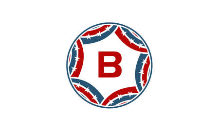 Ribbon Circle Star Initial Bのイラスト素材