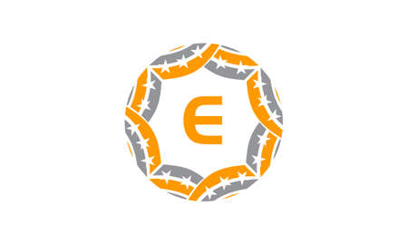 Ribbon Circle Star Initial Eのイラスト素材