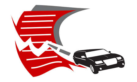 Car driving through Document Automotiveのイラスト素材