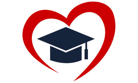 Foundation for Education, graduation cap in heart logo, vector illustration.のイラスト素材