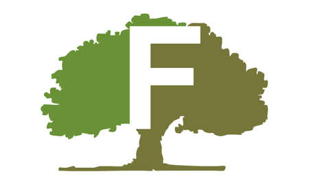Oak Tree Letter F vector illustration.のイラスト素材