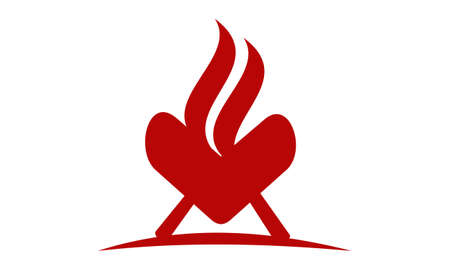 Grill Love Logo Vector illustration.のイラスト素材