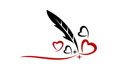 Feather Pen and Heart illustration good for logo.のイラスト素材