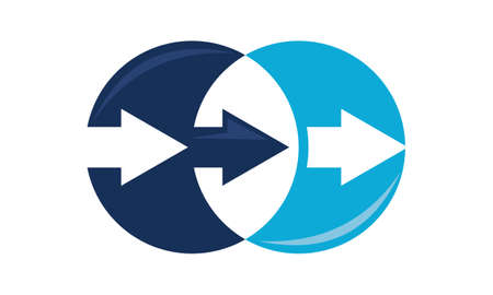 Overlapping circles with arrows isolated on whiteのイラスト素材