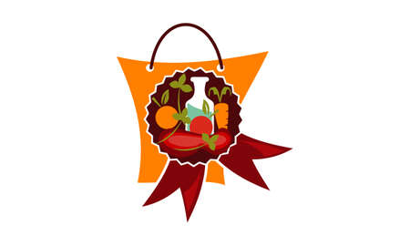 Quality Shopping Fruit Vegetable meat.のイラスト素材