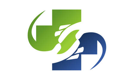Hand and Cross Healthy Care icon logo vector illustration.のイラスト素材