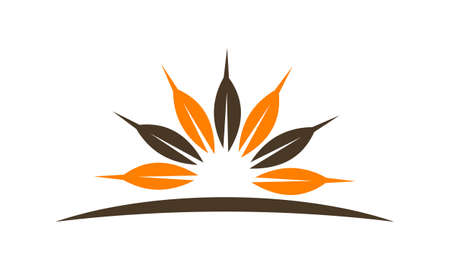 Harvest icon in leaves and sun Design Template Vectorのイラスト素材