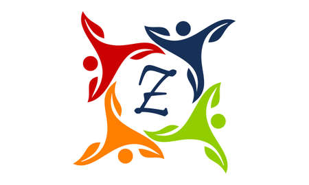 Leaf People Health Together Letter Zのイラスト素材