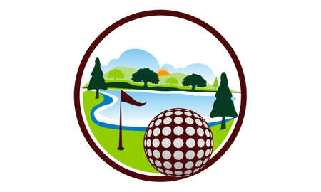Golf landscape logo design template vectorのイラスト素材
