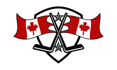 Hockey Logo Concept Design Template with Canada flagのイラスト素材